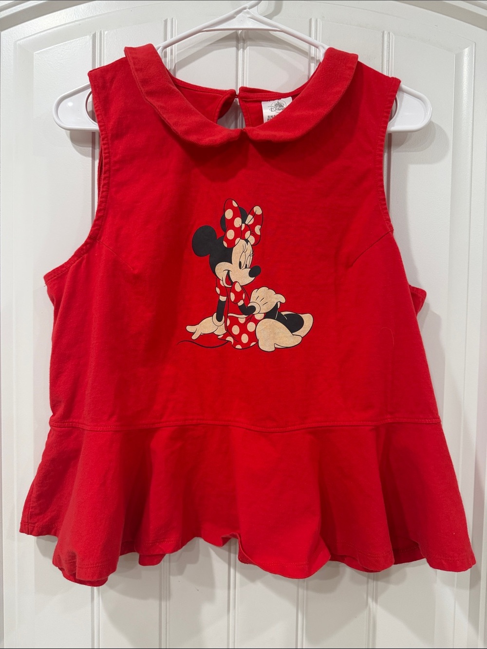 Disney Red Minnie Mouse Peplum Tank with Peter Pan Collar